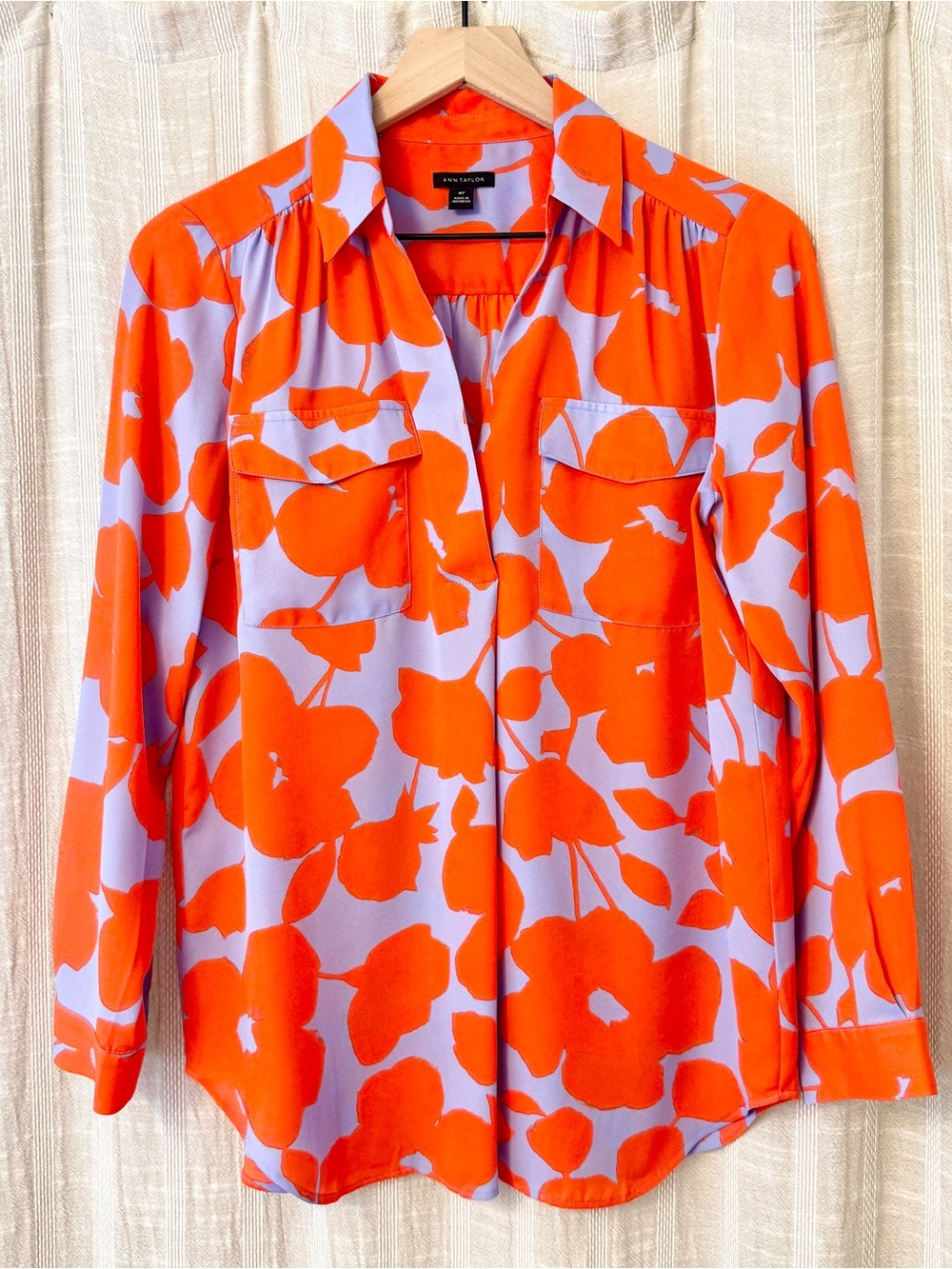 Ann Taylor Red Blue Floral Blouse MP